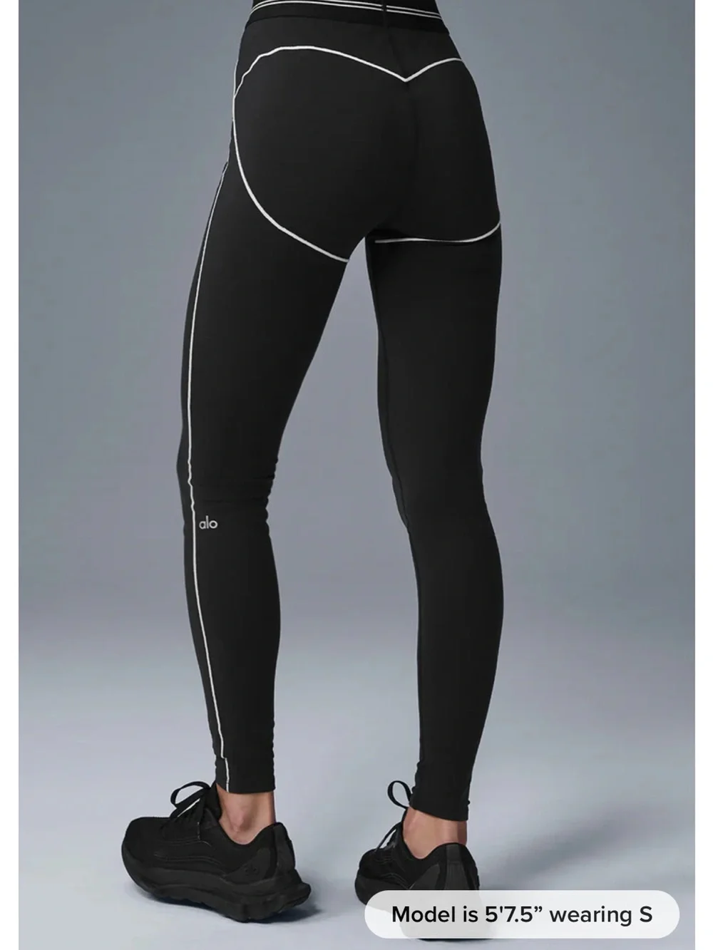 iALO Yoga Black Leggings with White Piping